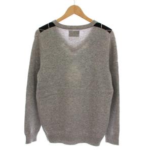 FRED PERRY ニット セーター アーガイル柄 ラムウール Vネック 長袖 M グレー 緑 K2271 /YM