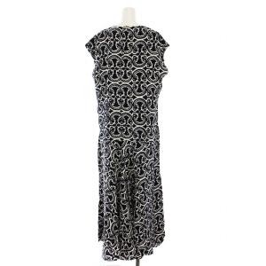 JIL SANDER ワンピース ロング ノースリーブ 総柄 マキシ丈 34 ネイビー 白 OPJWKA0002 /YM