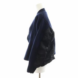 sacai 17年製 ニット セーター サイド切替 Vネック ウール 1 紺 ネイビー 黒 ブラック 17-03467