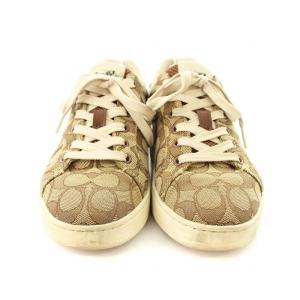 COACH クリップ ロー トップ スニーカー シグネチャー シューズ 24cm 茶 G4967 /MM