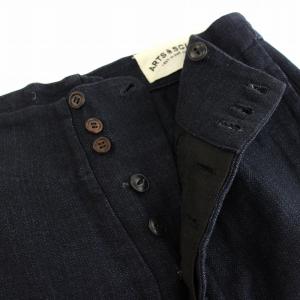 ARTS&SCIENCE リネンパンツ ボタンフライ 麻 リネン混 0 紺 ネイビー 091-00319-118 /YT