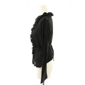 FOXEY BOUTIQUE シャツ ブラウス 長袖 フリル 38 黒 20681ABG09 /MM
