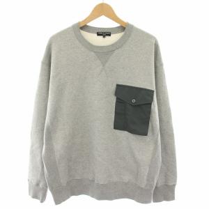 COMME des GARCONS HOMME AD2023 23AW フラップポケットスウェットトレーナー 長袖 綿裏毛起毛 エステルタッサー L グレー