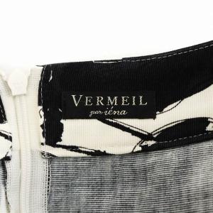 VERMEIL par iena 21AW コットングログランフラワープリントスカート フレアスカート ロング丈 36 黒 ブラック 白