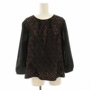 カットソー 七分袖 レース 大きいサイズ 13+ 黒 ブラック 1905068