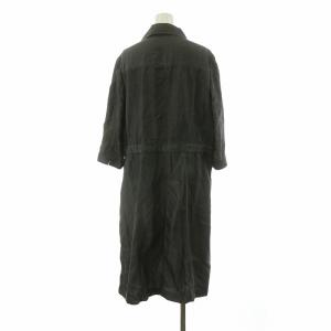 Leilian デニムシャツワンピース ひざ丈 七分袖 大きいサイズ 13+ ブラック 303-44667B