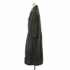Leilian デニムシャツワンピース ひざ丈 七分袖 大きいサイズ 13+ ブラック 303-44667B