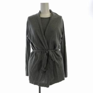 アンサンブルニット カーディガン カットソー トッパー ベルト付き 長袖 40 グレー 72184-1-83092