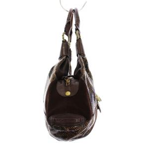 COLE HAAN ハンドバッグ トートバッグ パイソン柄 スエード 茶 /YM