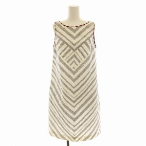 ワンピース ひざ丈 ストライプ 38 白 ホワイト 30715588931 /EE