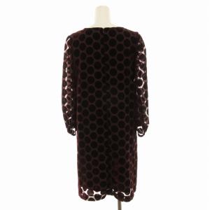 To b. by agnes b. ワンピース ひざ丈 ドット ベロア 長袖 38 ボルドー 4721WO47 /EE
