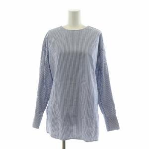 シャツ ブラウス 長袖 ストライプ 40 ブルー ホワイト BLWOIZ6601