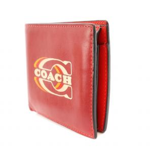 COACH コイン ウォレット・コーチ スタンプ 二つ折り財布 赤 CF072