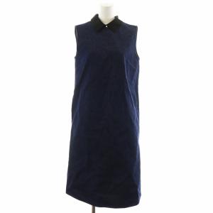 24SS デニムノースリーブワンピース ロング丈 34 紺 ネイビー 570-21360001