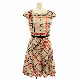 ワンピース CA0250 半袖 ひざ丈 0 ベージュ 赤 /G