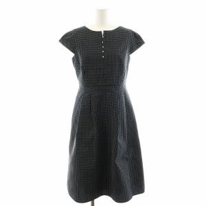 23SS MOONLIT NIGHT ドレス ワンピース フレンチスリーブ ひざ丈 ドット柄 2 黒 ブラック