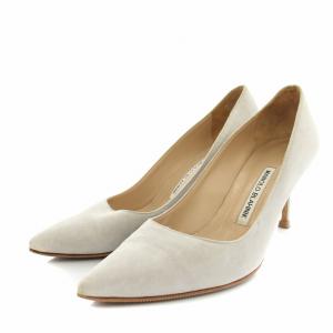 MANOLO BRAHNIK レザー&スエード ポインテッドトゥ パンプス 37