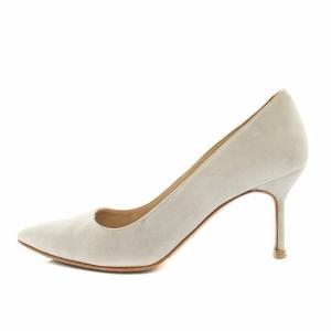 MANOLO BLAHNIK パンプス ポインテッドトゥ ハイヒール スエード 37 24.0cm グレー