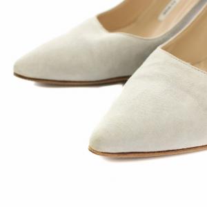 MANOLO BLAHNIK パンプス ポインテッドトゥ ハイヒール スエード 37 24.0cm グレー