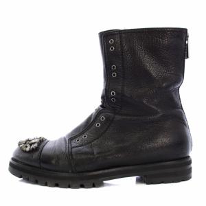 JIMMY CHOO ショートブーツ ビジュー レザー 36 黒 /TK