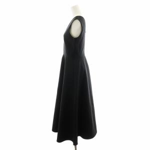 MADISONBLUE ノースリーブ Vネック フィット&フレア ドレス ワンピース シルク S ブラック