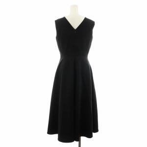 MADISONBLUE ノースリーブ Vネック フィット&フレア ドレス ワンピース シルク S ブラック