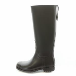 長靴 レインブーツ ロング ローヒール タンクソール ロゴ 36 茶 ブラウン /BB