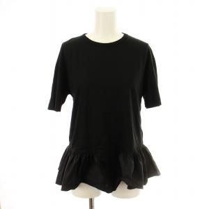 Tシャツ カットソー 半袖 フリル 36 黒 /MM
