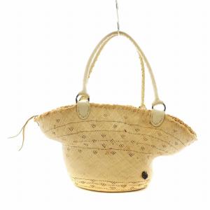 カゴバッグ ハンドバッグ ストロー レザー ベージュ /AN1 D