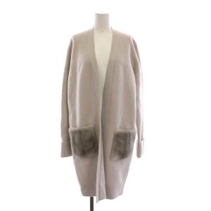 ロング カーディガン ニット 羽織 ミンクファー 長袖 XS ライトグレー 1-02-06-2007