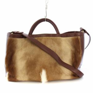 TAPAS トートバッグ ショルダーバッグ 2WAY ハラコ ポーチ付き ベージュ /TK