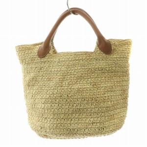 HELEN KAMINSKI ラフィアバッグ かごバッグ カゴバッグ ハンドバッグ 編み込み レザー ロゴ ベージュ 茶 ブラウン BAG50545