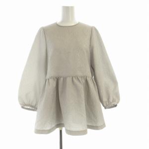 エアリージャカード ペプラム 9SL ブラウス カットソー 長袖 38 グレー 1521-215-5173