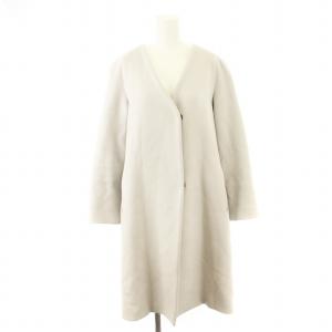 ノーカラーコート カシミヤ混 ロング 34 グレー /MM