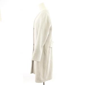 DES PRES ノーカラーコート カシミヤ混 ロング 34 グレー /MM