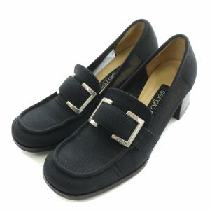 パンプス スクエアトゥ チャンキーヒール メッシュ 36 黒 ブラック /BB