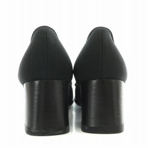 Sergio Rossi パンプス スクエアトゥ チャンキーヒール メッシュ 36 黒 ブラック /BB