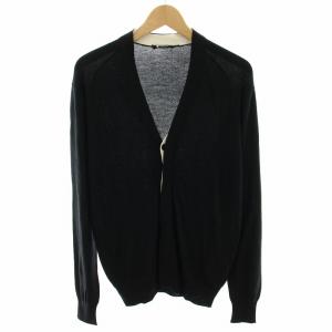 ニットカーディガン Vネック 長袖 絹 シルク混 XS 黒 ブラック 白 ホワイト KRUESS0009