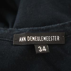 ANN DEMEULEMEESTER ノースリーブ ワンピース 352-21-58047 ひざ丈 F ネイビー 紺