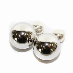 DOUBLE BALL EARRINGS ダブルボールイヤリング ピアス 両耳用 ステンレス シルバー