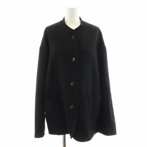 wool stand jacket ノーカラージャケット 38 黒 ブラック 8625-209-0379