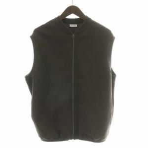 ニットベスト ジップアップ ストレッチ 無地 S 茶 ブラウン /BB