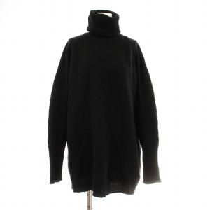 ニット セーター チュニック 長袖 タートルネック ウール カシミヤ S 黒 ブラック /KU