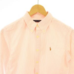 RALPH LAUREN タグ付き シャツ ブラウス 長袖 ストライプ柄 カラーポニー 9 ピンク BL-RLHA-2202 /MM