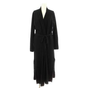 ニットカーディガン ロング 長袖 トッパー カシミヤ ベルト付き S 黒 ブラック /KU