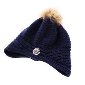 ニット帽 ニットキャップ ラクーンファー カシミヤ混 L ネイビー /KH