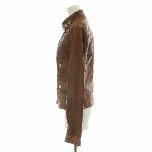 D&G レザージャケット ライダース 革ジャン アウター スタンドカラー 42 茶 ブラウン