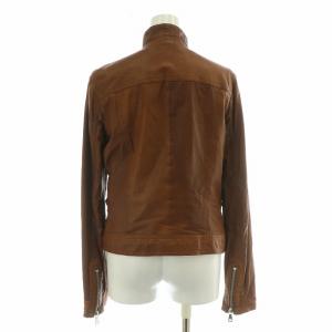 D&G レザージャケット ライダース 革ジャン アウター スタンドカラー 42 茶 ブラウン
