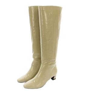 ロングブーツ エナメル ニーハイブーツ 37 ベージュ /G