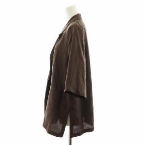 IENA 24SS LIEN シルク クロップドスリーブジャケット 5分袖 F 茶 ブラウン 24010900036020